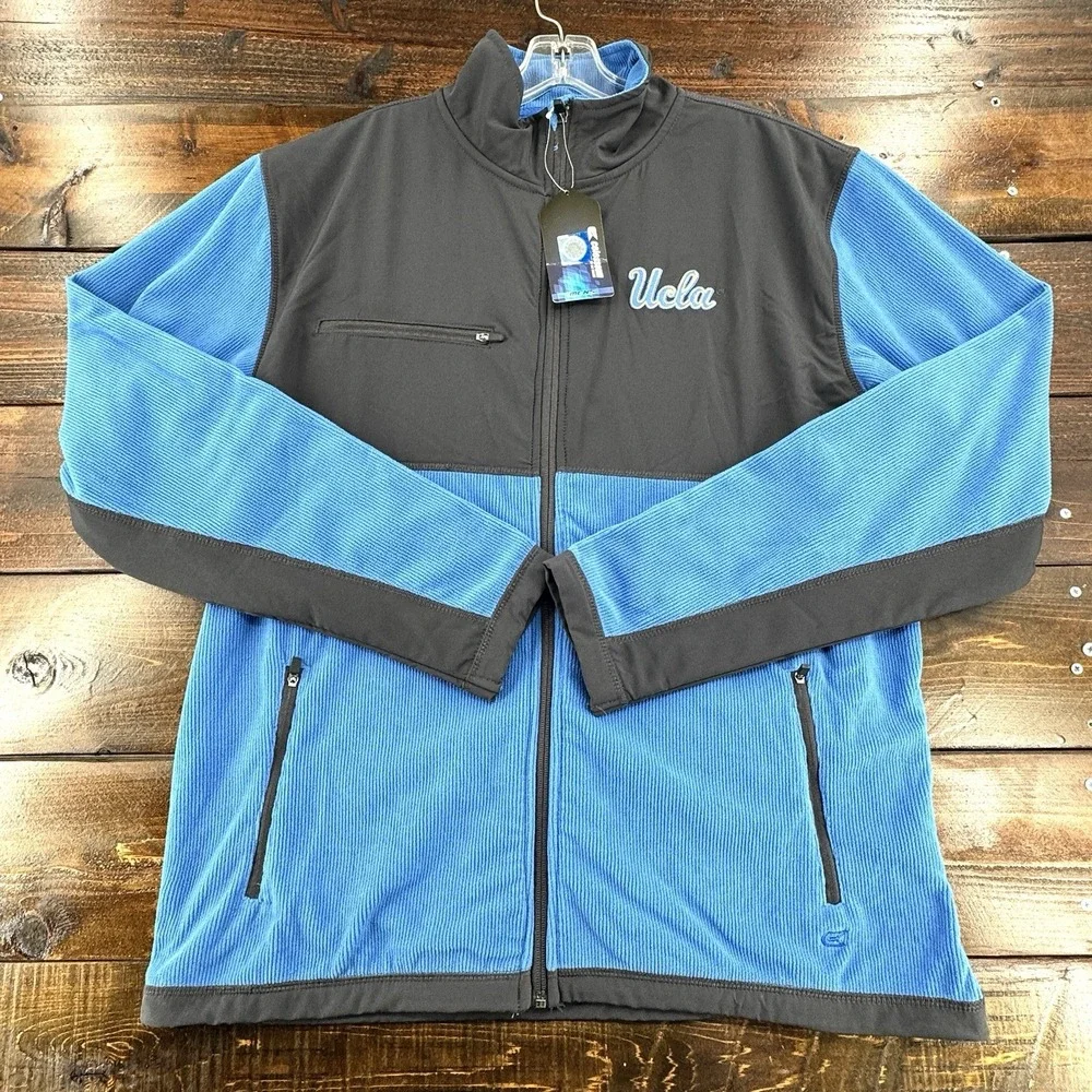 Men's Colosseum UCLA‎ Bruins Blue & Gray Mesa Corded Polar Full Zip Fleece Large